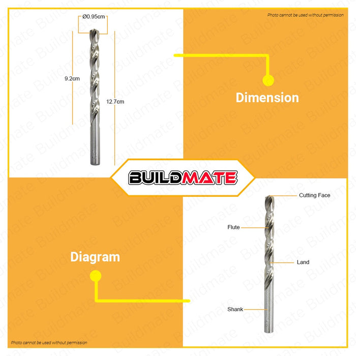 INGCO M2 HSS Drill Bit 3/8" DBT11103081 •BUILDMATE• IHT