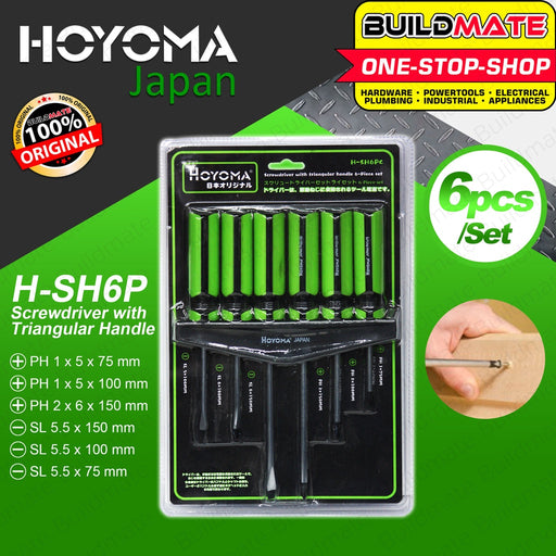 HOYOMA 6 PCS/SET Screwdriver Triangular Handle Hand Tools Screw Driver T/H H-SH6PC •BUILDMATE• HYMHT