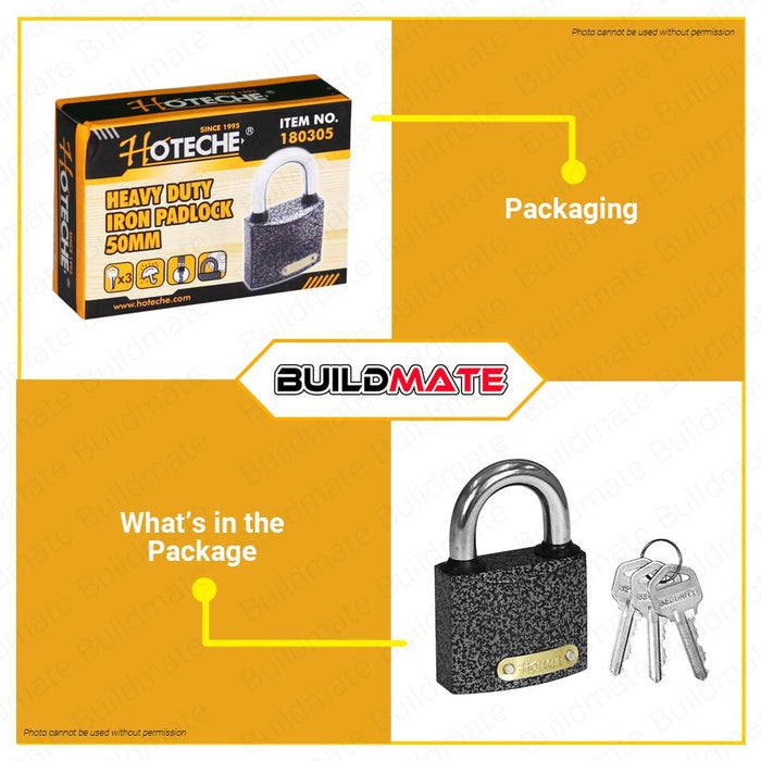 Hoteche Iron Padlock Pad Lock with 3 Keys Heavy Duty SOLD PER PIECE •BUILDMATE•