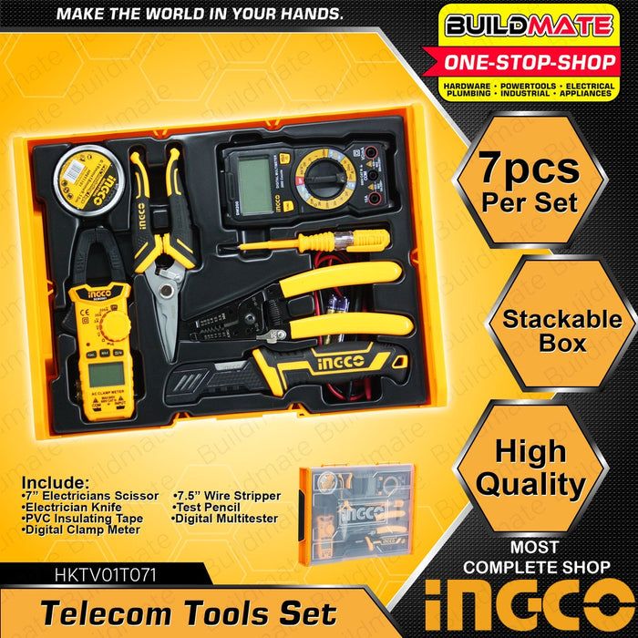 INGCO Electrician Telecom Tools Set 7 PCS HKTV01T071 •BUILDMATE• IHT