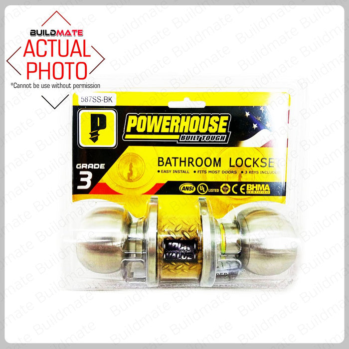 POWERHOUSE PRO SERIES Cylindrical Bathroom Lockset Brass Finish US3 PH587PBBK •BUILDMATE• PHDH