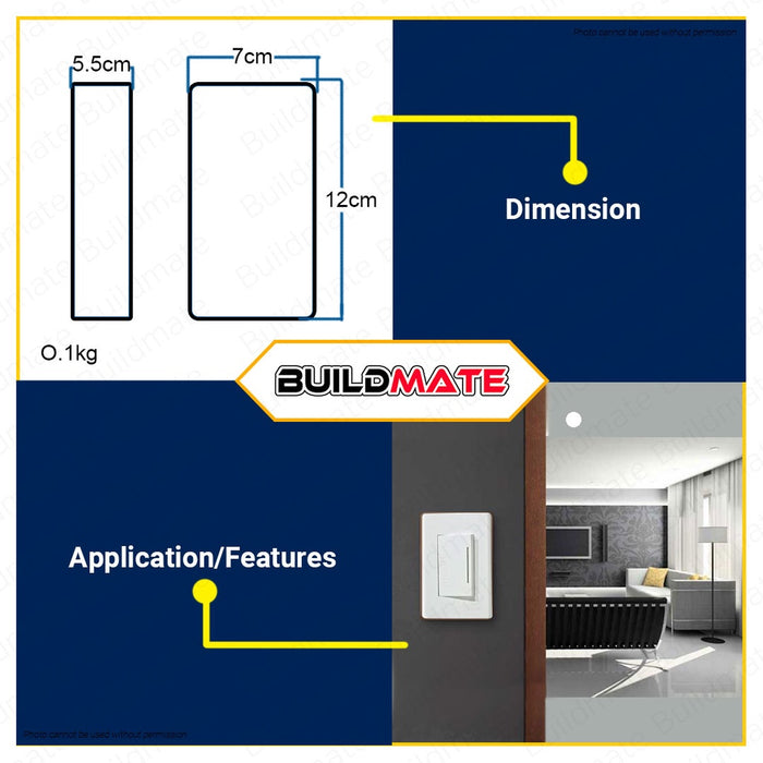 ROYU Wide Series Plate 1 2 3 Gang Universal Outlet Switch LED Reflector Ground & Shutter •BUILDMATE•