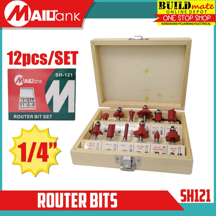 [BUNDLE] KEN Palm Router / Trimmer 550W 3806 WITH MAILTANK Router Bit 12PCS/SET 1/4" •BUILDMATE•