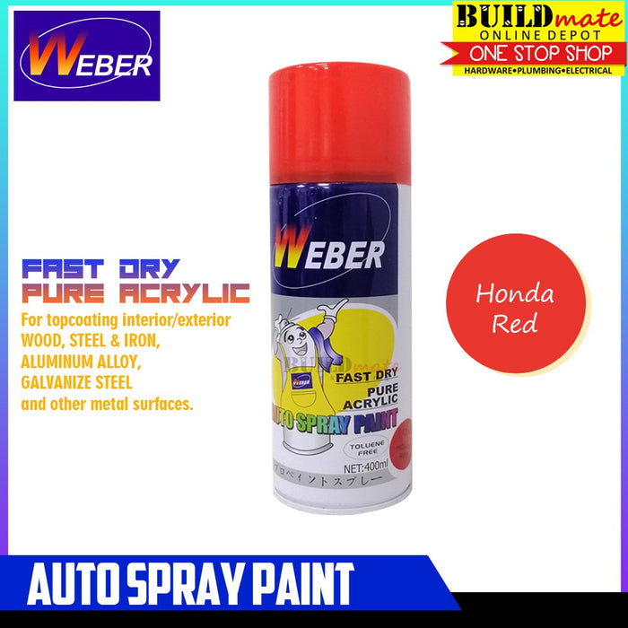 BUILDMATE Weber / Bosny Auto Spray Paint 400ml Fast Drying Pure Acrylic Color Sprayer Paint Automotive Finishes SOLD PER PIECE