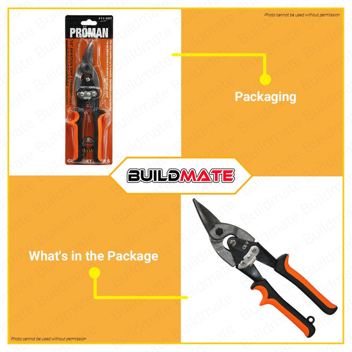 PROMAN GERMANY Aviation Snip 10 Inches 10" STRAIGHT RIGHT LEFT SOLD PER PIECE •BUILDMATE•