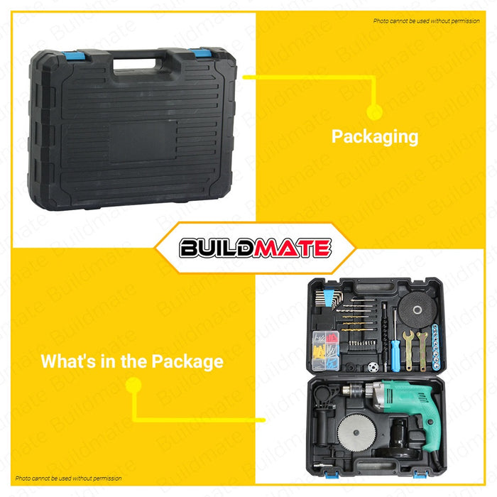 MKT Electric Impact Hammer Drill Tool Set Kit with Accessories and Case 450W 66138 •BUILDMATE•