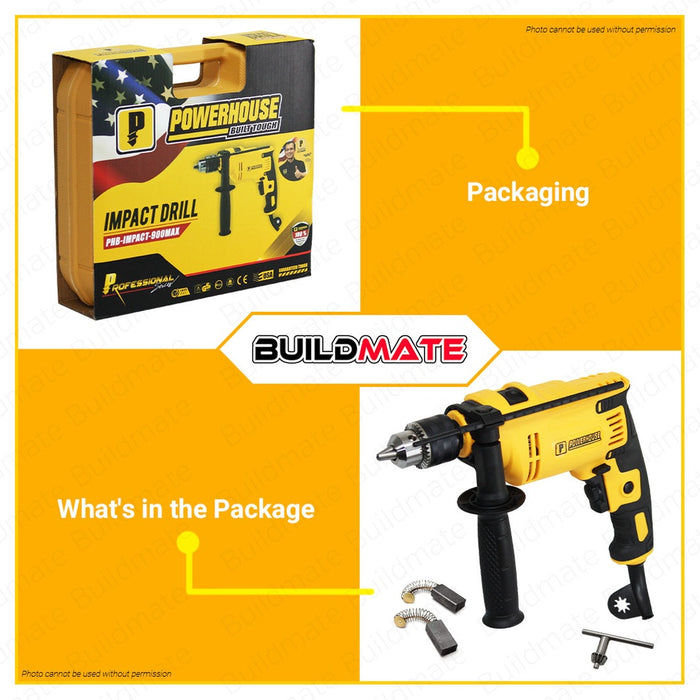 BUILDMATE Powerhouse Impact Drill Driver 900W 13mm with Carrying Case PHB-IMPACT-900MAX - PHPT
