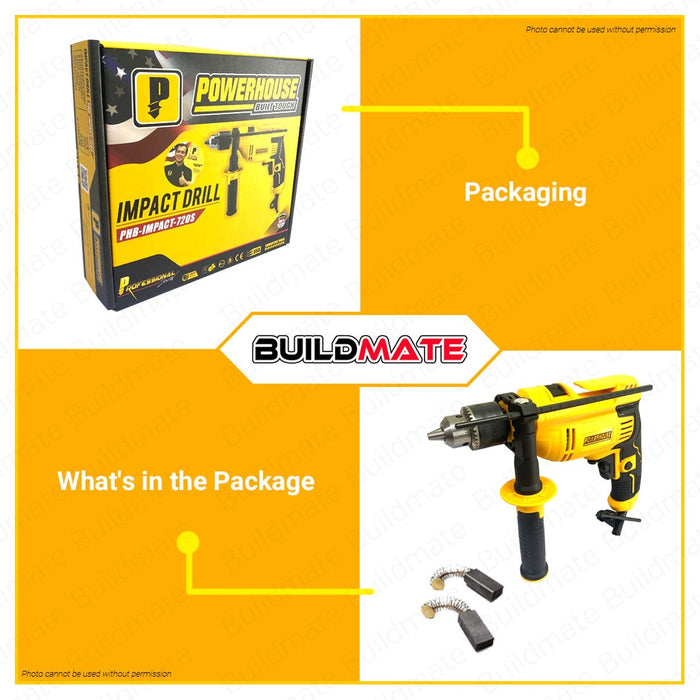 POWERHOUSE Impact Drill 13mm 720W PHB-IMPACT-720S •BUILDMATE• PHPT