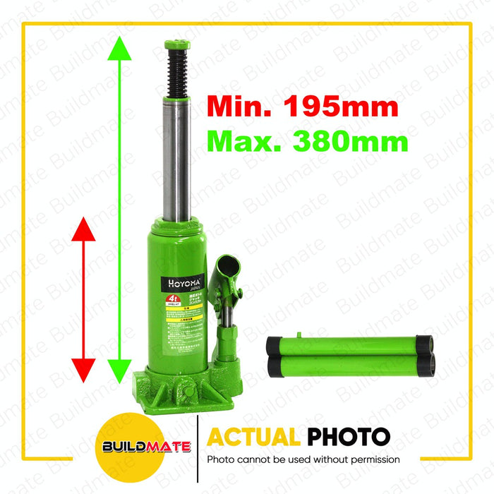 HOYOMA JAPAN 4 Tons Hydraulic Bottle Jack HBJ4 •BUILDMATE•