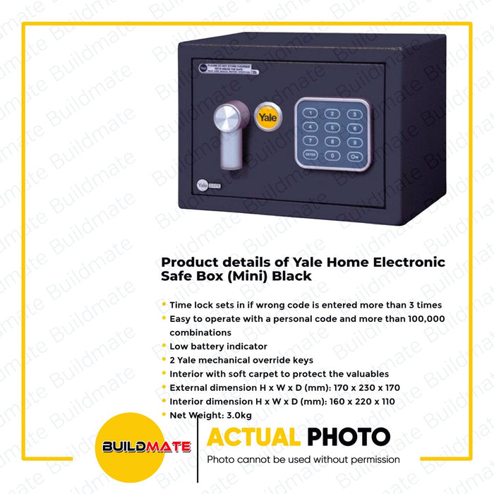 YALE Mini Electronic Value Safe YSV-170-DB1 BLACK | BLUE •BUILDMATE•