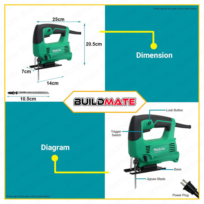MAKITA Original MT SERIES Jigsaw Jig Saw 450W For Woodworking M4301M •BUILDMATE•