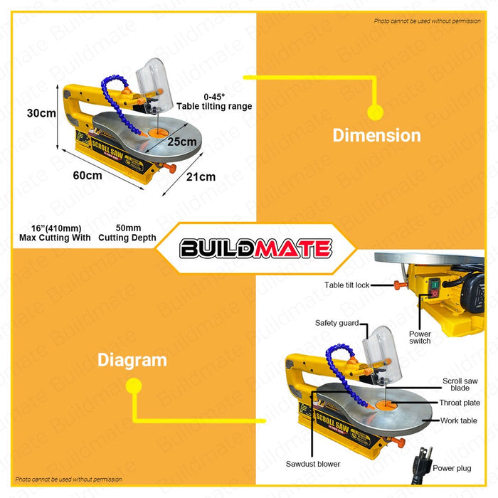 POWERHOUSE USA Professional Scroll Saw with Copper Wire 16" 100W PH-SSW16-100HD •BUILDMATE• PHPT