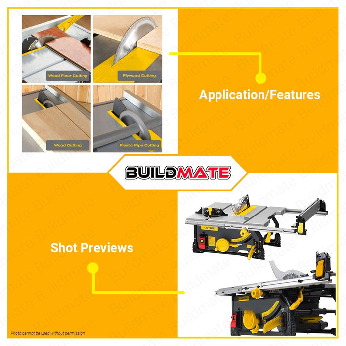 LOTUS Jobsite Portable Table Saw 2000W Heavy Duty Wood Table Saw Heavy Duty LTST254RPF PRO BUILDMATE