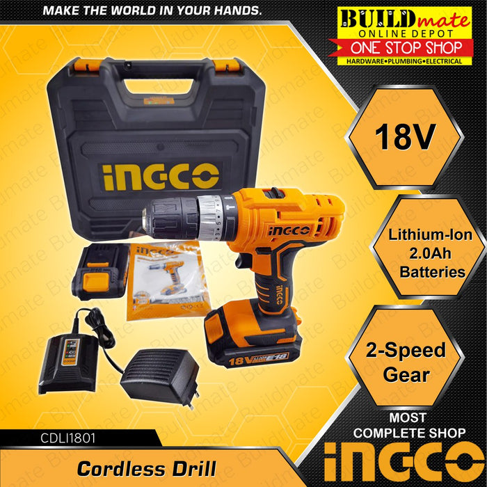 [COMBO] INGCO Cordless Drill 18V CDLI1801 + Cordless Impact Driver 20V CIRLIE2001 •BUILDMATE•
