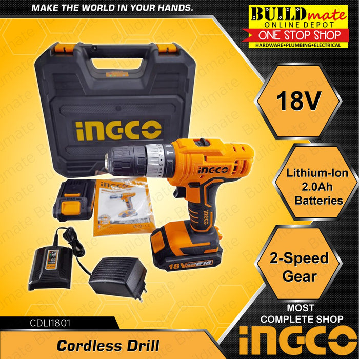 [COMBO] INGCO Cordless Drill 18V CDLI1801 + Cordless Impact Wrench 20V CIWLIE2001 •BUILDMATE• IPT