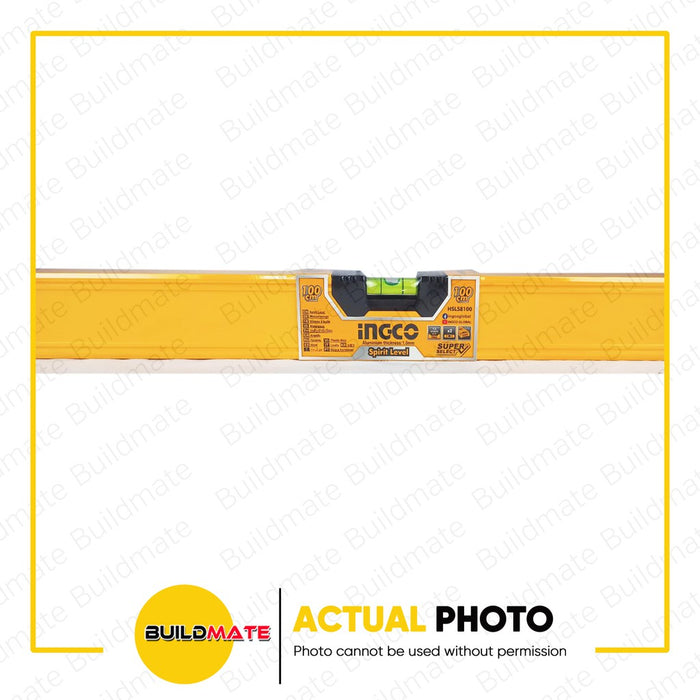 BUILDMATE Ingco 100CM Spirit Level Double Side Milled Leveling Aluminum Bubble Leveler Box Tool HSL58100 - IHT