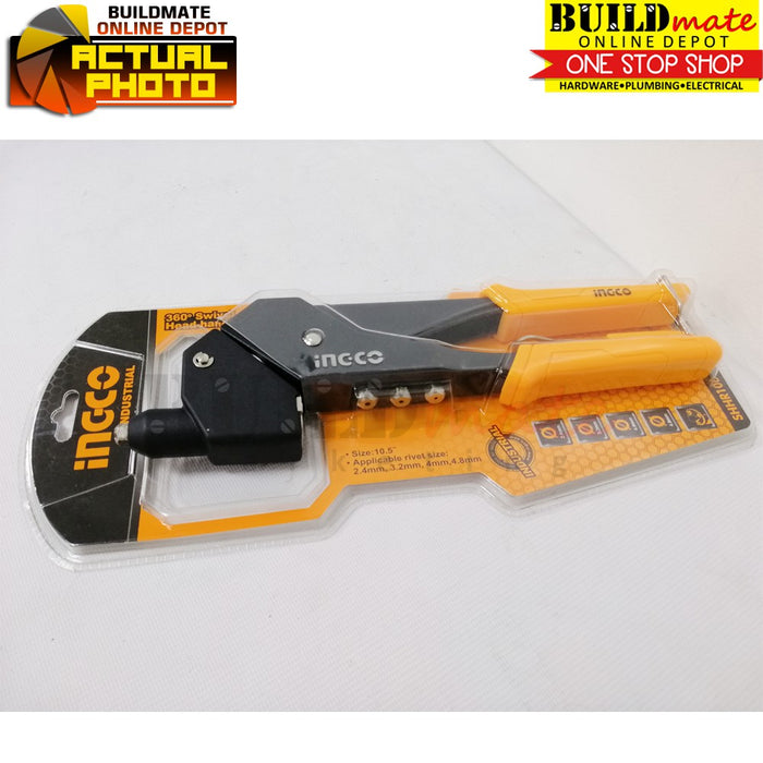 INGCO 360°Swivel Head-Hand Riveter 10.5" Aluminum Steel SHHR106 •BUILDMATE• IHT