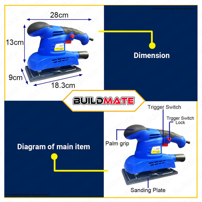 OXFORD ENGLAND Finish Sander Orbital 150W 90x182mm OXFS-82 •BUILDMATE•