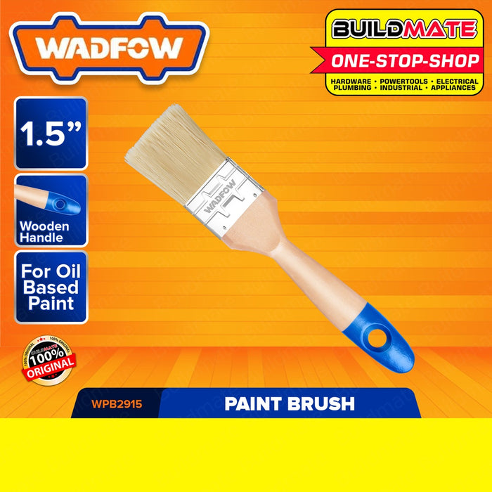 WADFOW Paint Brush For Oil-Based Paint 1" 1.5" & 2" Inch Wooden Handle SOLD PER PIECE •BUILDMATE WHT