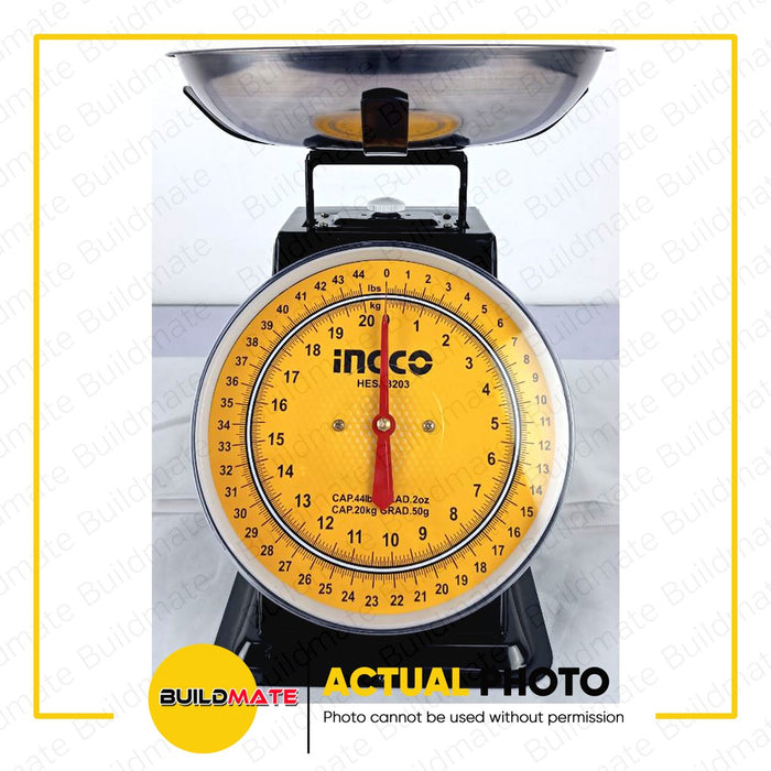 BUILDMATE Ingco Spring Table Scale 20kg Portable Analog Mechanical Heavy Duty Kitchen Measuring Scale Timbangan HESA3203 - IHT