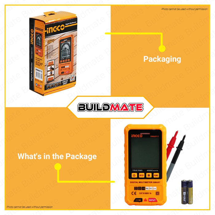INGCO Original Digital Multimeter Electric Tester Non Contact DM6012  •BUILDMATE• IPT