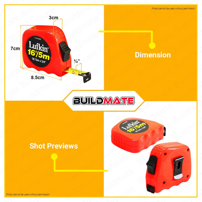 LUFKIN Measuring Tape Measure 16' 5m x 3/4" L516CME 100% ORIGINAL / AUTHENTIC •BUILDMATE•