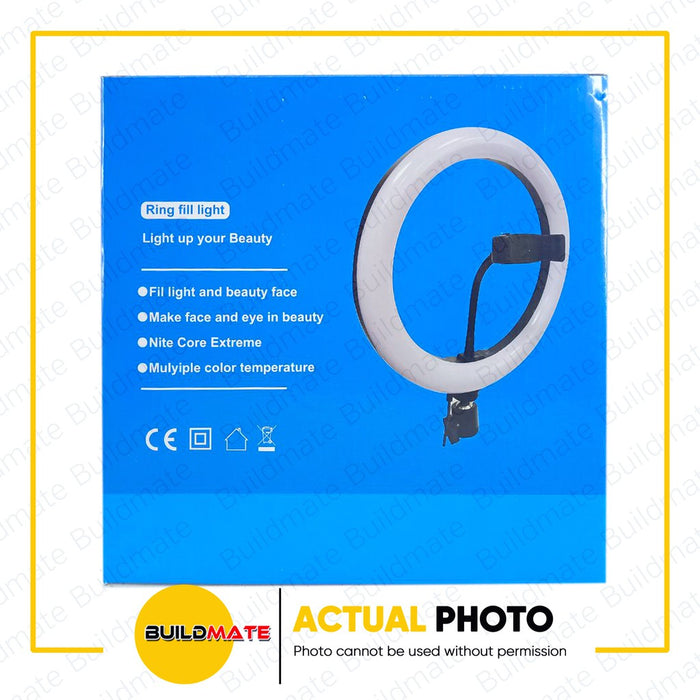 Dimmable 10" LED Selfie Ring Light with 6ft Tripod Stand and Phone Holder 26cm •BUILDMATE•