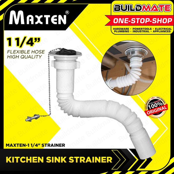 MAXTEN Kitchen Sink Strainer with Flexible Hose 1 1/4" | 1 1/2" Sink Drainer Kit Drainpipe BUILDMATE