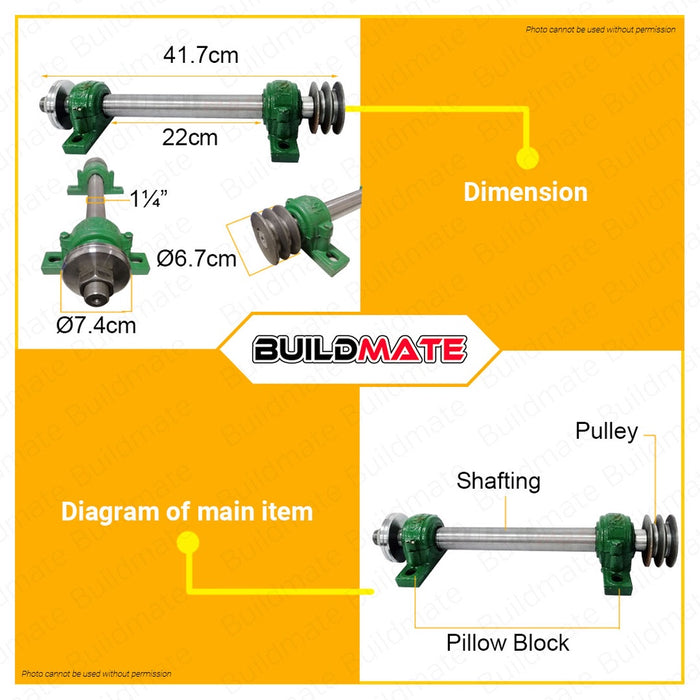 PROMAN | PROBUILD Shafting 1 1/4" Inch With Pillow Block No.1 Dual Blade Saw Shaft PT-SPB3 BUILDMATE