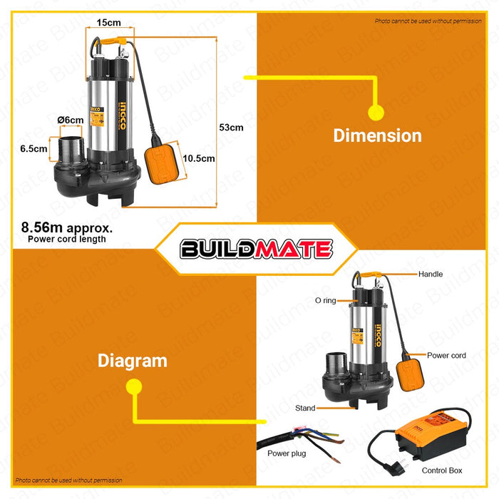 INGCO Submersible Pump 2200W With FREE Control Box