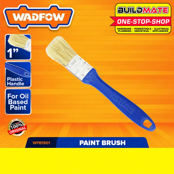 WADFOW Paint Brush For Oil-Based Paint 1" 1.5" & 2" Inch Plastic Handle SOLD PER PIECE BUILDMATE WHT
