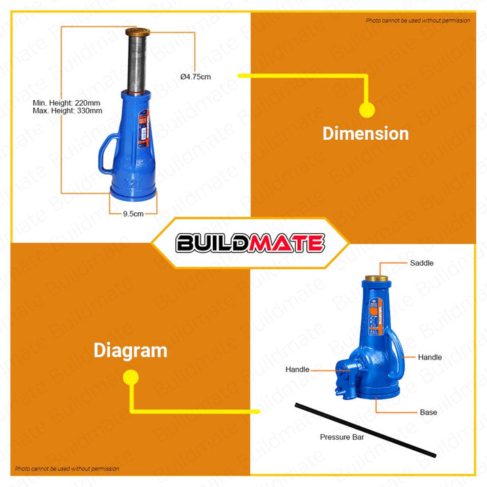 WADFOW Mechanical Screw Jack 3.2 TON Jack Screw Stand High Quality WHJ5532 •BUILDMATE• WHT