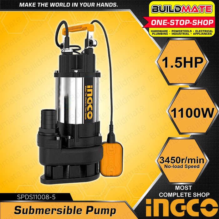 INGCO Submersible Pump 1100W (1.5HP) Clean & Dirty Water Transfer Pump •BUILDMATE• SPDS11008-5 IIT