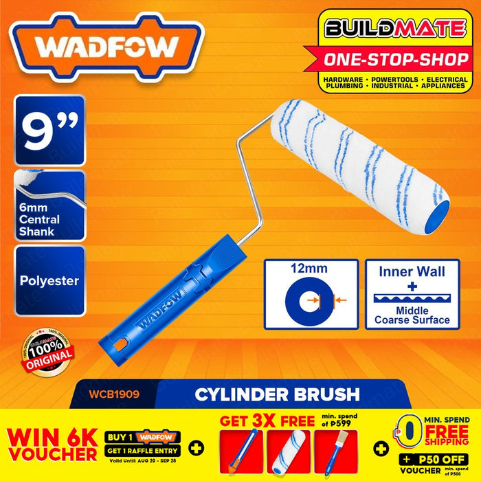 WADFOW Mini Cylinder Brush Inner Wall 230mm 9" Inch Polyester Mini Roller Paint Brush WCB1909 WHT