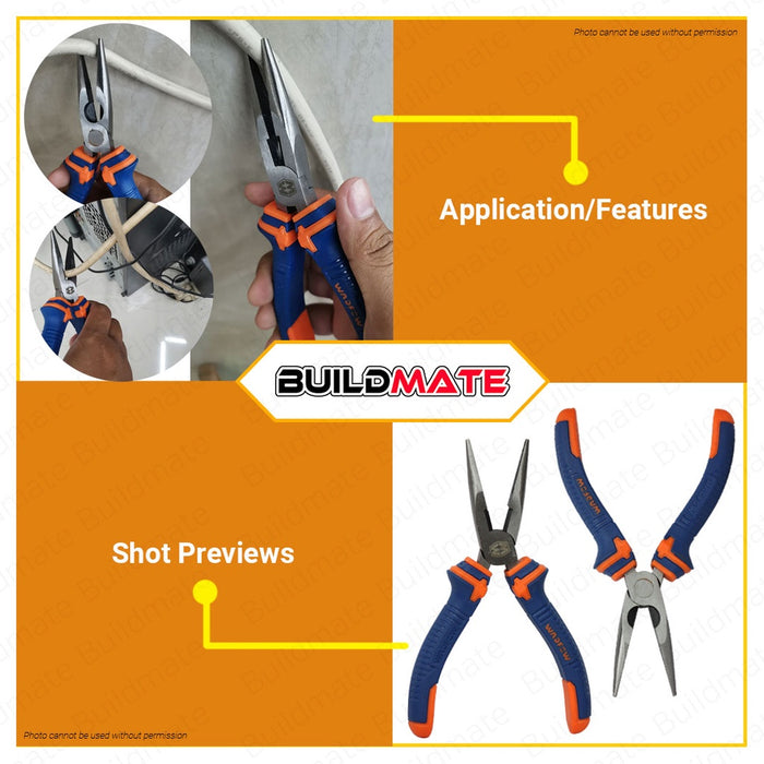 WADFOW Long Nose Pliers 6" Inch | 8" Inch [SOLD PER PIECE] Polish & Anti-Rust Oil •BUILDMATE• WHT