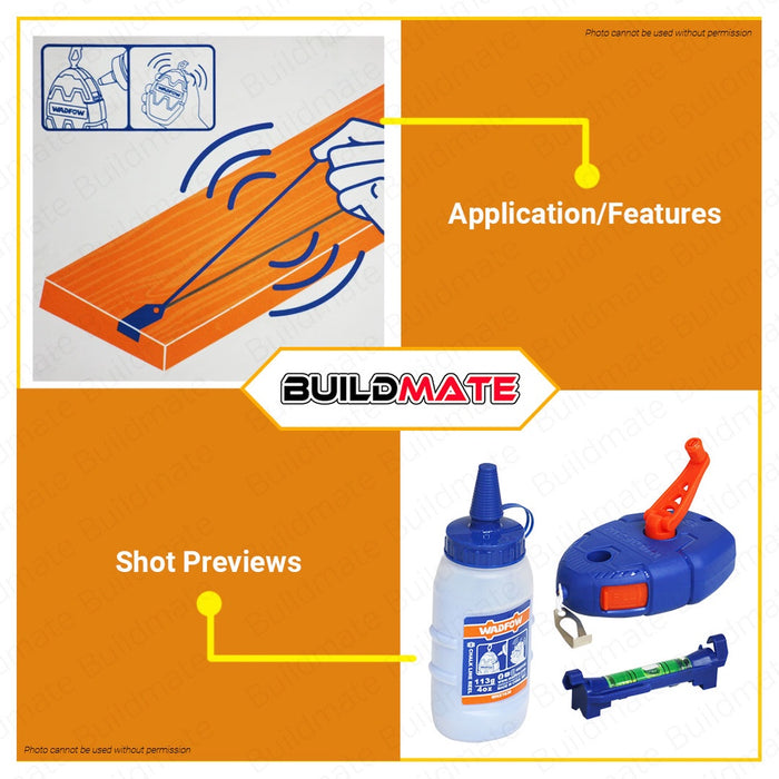 WADFOW Chalk Line Reel Set Pitik 30M With 113g Chalk Line Snap-Line Chalk-Rite WHX1630 BUILDMATE WHT