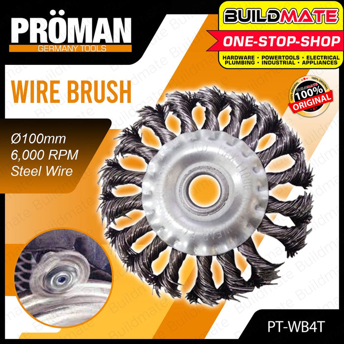 PROMAN Steel Wire Brush 4" Inch Twist Twisted Brushes  Finishing Tools PT-WB4T •BUILDMATE•