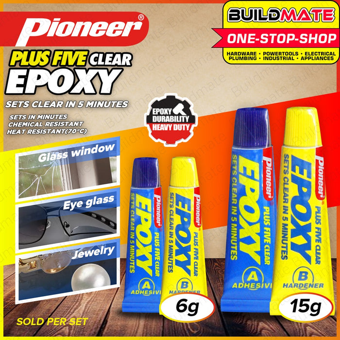 PIONEER Plus Five Clear Epoxy Tube Strip 6g | 15g [SOLD PER PIECE] Epoxy Clear Sets Clear In 5mins