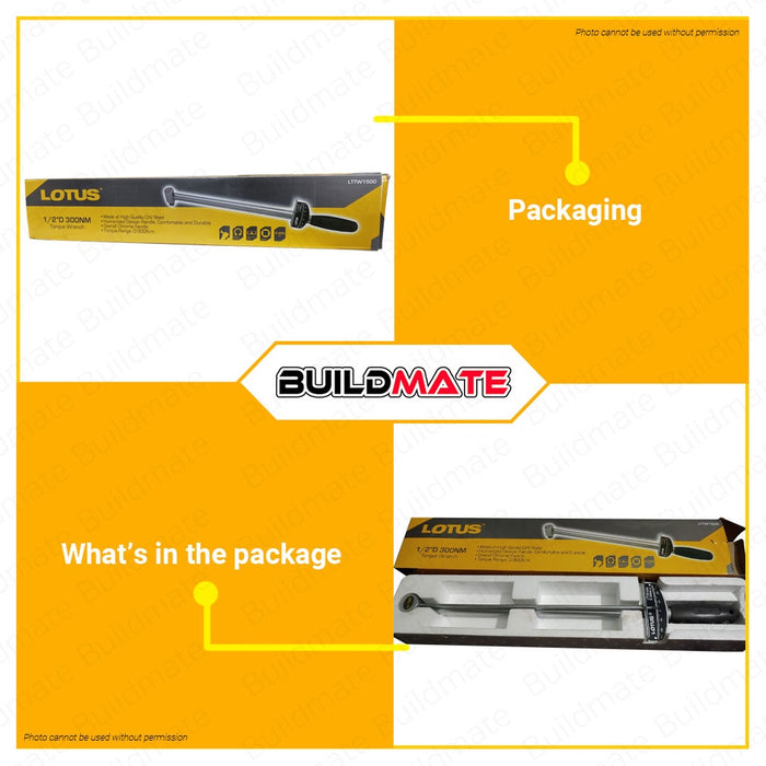 LOTUS Drive Torque Wrench Beam 1/2"D Inch 300NM Chrome Plated Dual Range LTTW1500 •BUILDMATE•