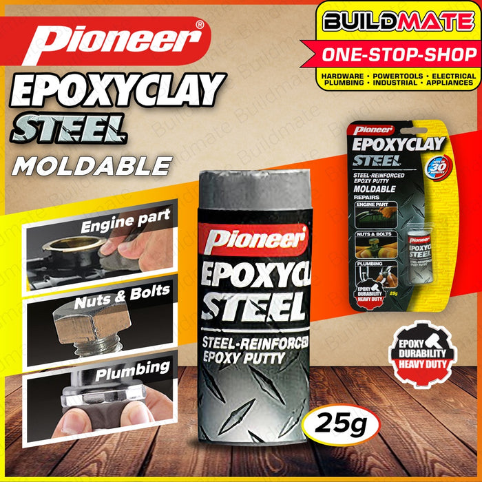 PIONEER Epoxy Clay STEEL 25g | 50g [SOLD PER PIECE] Moldable Repairs Epoxy Putty •BUILDMATE•