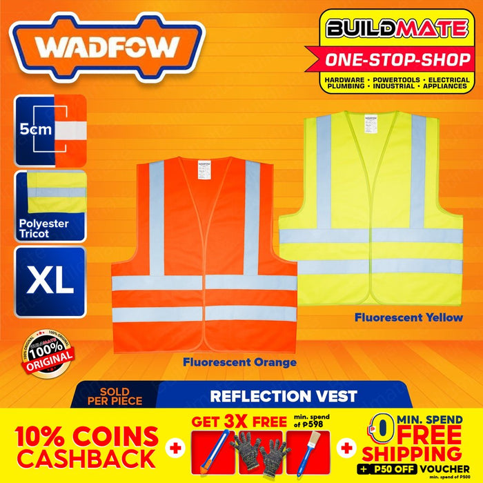 WADFOW Reflection Vest Fluorescent Orange | Yellow 5cm XL Polyester [SOLD PER PIECE] •BUILDMATE• WHT