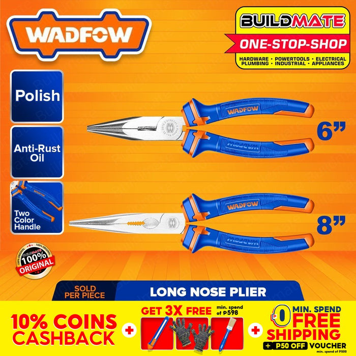 WADFOW Long Nose Pliers 6" Inch | 8" Inch [SOLD PER PIECE] Polish & Anti-Rust Oil •BUILDMATE• WHT
