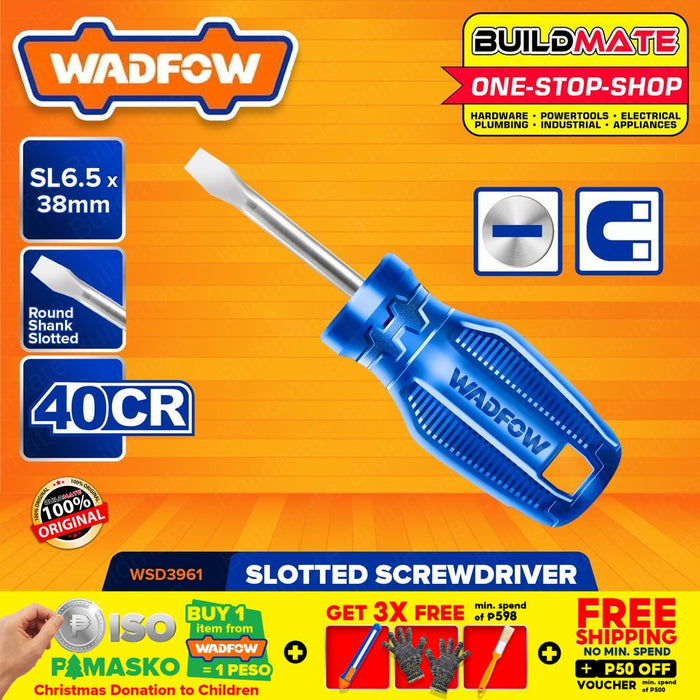 WADFOW Slotted Screwdriver SL6.5mmx38mm 40CR Flat Head Screw Driver WSD3961 •BUILDMATE• WHT