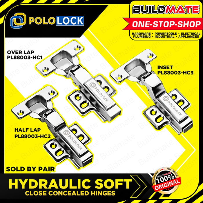 PLL Hydraulic Soft Close Concealed Hinges Over Lap | Half Lap | Inset [SOLD BY PAIRS] •BUILDMATE•