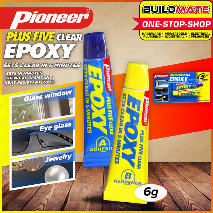 PIONEER Plus Five Clear Epoxy Tube Strip 6g | 15g [SOLD PER PIECE] Epoxy Clear Sets Clear In 5mins