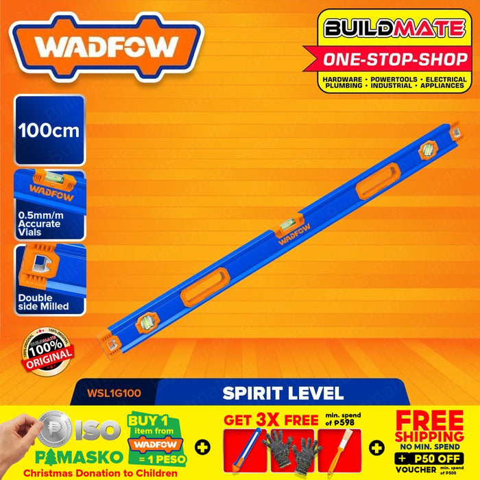 WADFOW Spirit Level 100CM (Double Side Milled) Aluminum Spirit Leveler WSL1G100 •BUILDMATE• WHT