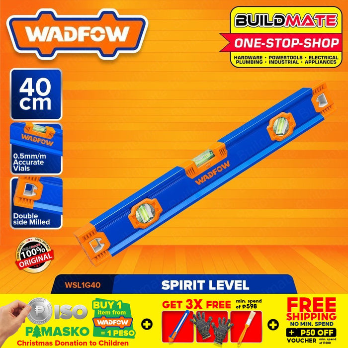 WADFOW Spirit Level 40CM (Double Side Milled) Aluminum Spirit Leveler Tool WSL1G40 •BUILDMATE• WHT