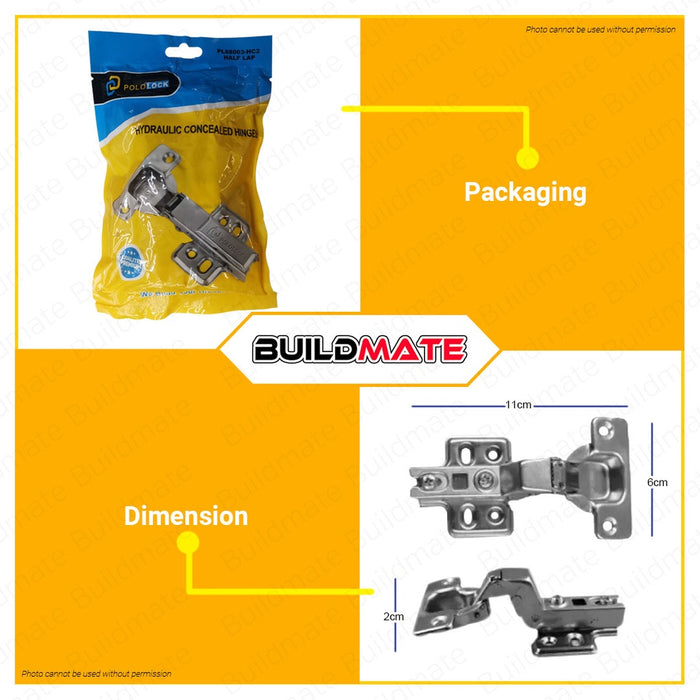 PLL Hydraulic Soft Close Concealed Hinges Over Lap | Half Lap | Inset [SOLD BY PAIRS] •BUILDMATE•