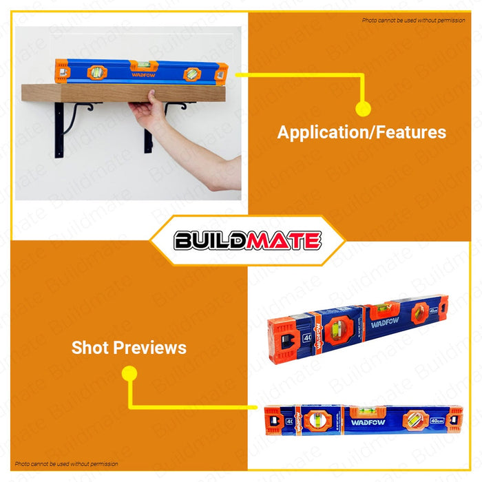 WADFOW Spirit Level 40CM (Double Side Milled) Aluminum Spirit Leveler Tool WSL1G40 •BUILDMATE• WHT