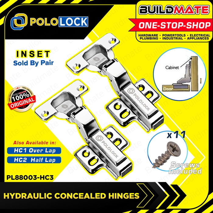 PLL Hydraulic Soft Close Concealed Hinges Over Lap | Half Lap | Inset [SOLD BY PAIRS] •BUILDMATE•